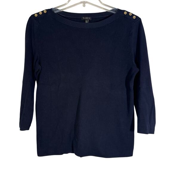 Talbots Women's M Navy Boat Neck 3/4 Sleeve Sweater - Picture 1 of 4